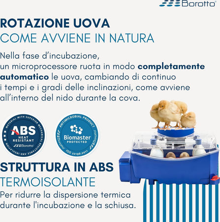 Borotto-Lumia-16-Expert---Incubatrice-per-Uova-Professionale-Brevettata,-Materiale-Termoisolante-con-Antibatterico,-con-Umidificatore-Automatico-Sirio---per-16-Uova-Medio/Grandi-o-64-Uova-Piccole