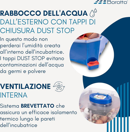 Borotto-LUMIA-56-Automatica---Incubatrice-per-Uova-Professionale-Brevettata,-con-Girauova-Automatico---per-56-Uova-Medio/Grandi