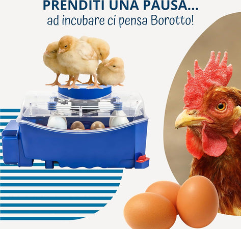 Borotto-LUMIA-8-Automatica---Incubatrice-per-Uova-Professionale-Brevettata,-con-Girauova-Automatico---per-8-Uova-Medio/Grandi-o-32-Uova-Piccole