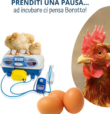 Borotto-REAL-24-Expert---Incubatrice-Automatica-Professionale-Brevettata,-con-Umidificatore-Automatico-Sirio---per-24-Uova-o-96-Uova-Piccole