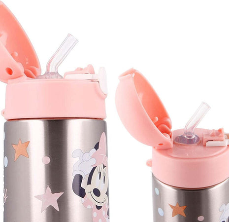 Borraccia-In-Acciaio-Inox-Bottiglia-Pop-Up-Con-Cannuccia-Minnie-Mouse-Da-530-Ml