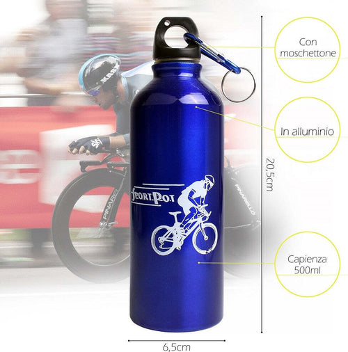 Borraccia In Alluminio Tappo Ermetico Con Moschettone Da 500 Ml Colorate Xc-2504 Sport e tempo libero/Attività ricreative all'aperto/Ciclismo/Accessori/Borracce Trade Shop italia - Napoli, Commerciovirtuoso.it