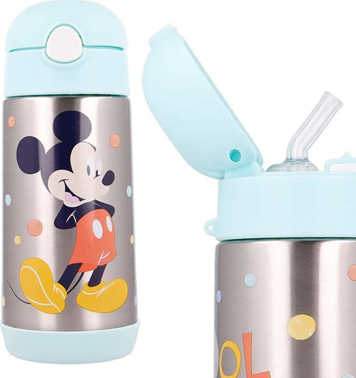 Borraccia-Pop-Up-Bottiglia-In-Acciaio-Topolino-Con-Cannuccia-530-Ml-Mickey-Mouse