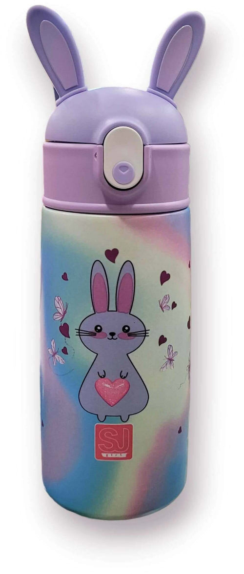 Borraccia Sj Gang Girl Animali In Acciaio Inox Con Cannuccia A Pulsante Coniglio Capacità 460 Ml Caldo E Freddo Seven