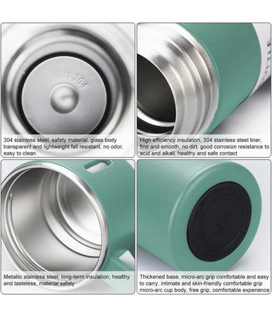 Borraccia Termica 500ml In Acciaio Inox Con Tazza Manico Per Bevande Calde Fredde