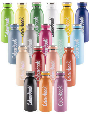 Borraccia Termica Colourbook in Acciaio 480 Ml Chiusura Ermetica