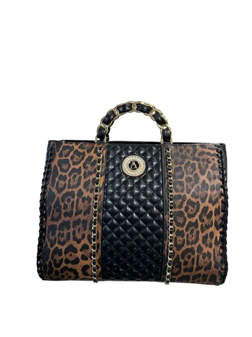 Borsa a mano Mylene Beige Nero Leopoardato Taglia Unica