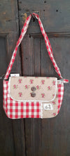 Borsa A Spalla Tessuto Bianca E Rossa Borsa A Tracolla Con Cerniera 22 X16x 8 Cm Bottoni In Legno Con Zampette Moda/Donna/Borse/Borse a spalla Ideart - Valdilana, Commerciovirtuoso.it