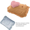 Borsa Acqua Calda Elettrica con Tasche Scaldamani Cuore Beige Tessuto Peluche