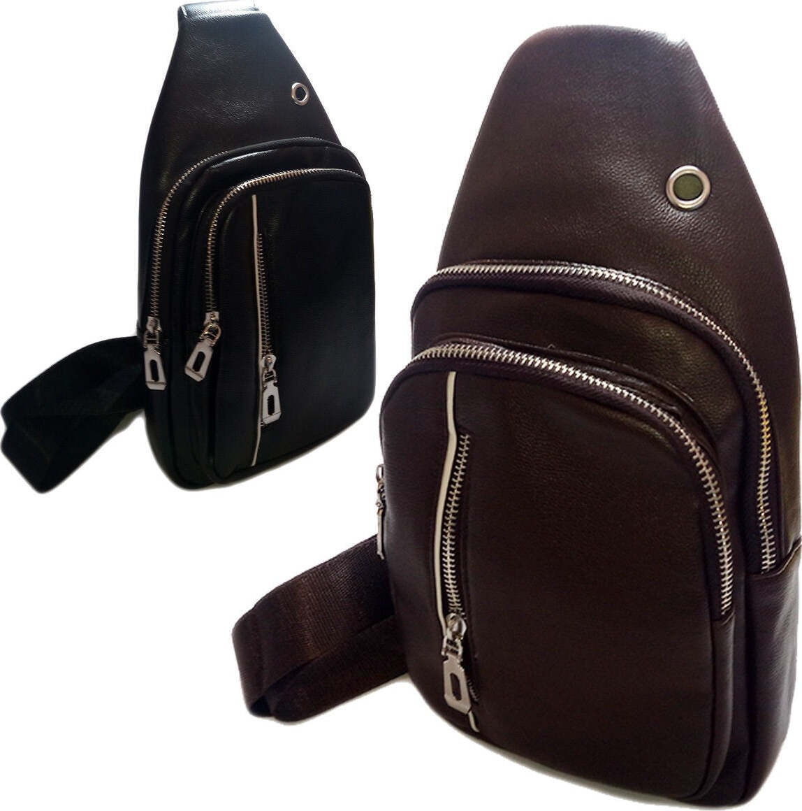 Cosimo | Zaino mono spalla da uomo in pelle invecchiata colore bosco - Il Bisonte
