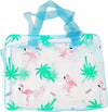 Borsa-Borsetta-Azzurro-Fenicottero-Trasparente-Organizzatore-Portaoggetti