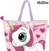 Borsa-Da-Mare-Unicorno-Rosa-Per-Donna-E-Bambina-Shopping-Bag-Unicorn-Love