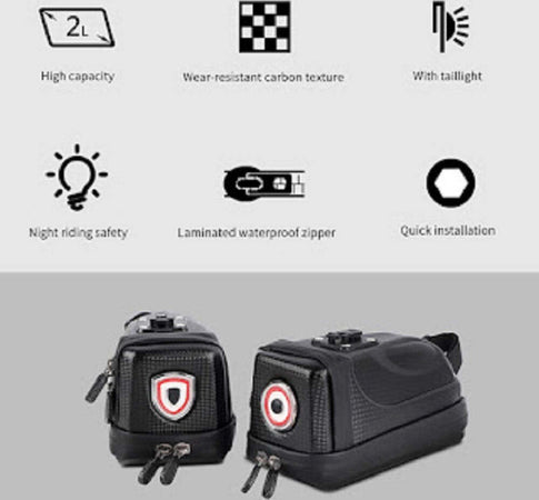 Borsa Da Sella Impermeabile Per Bici Con Luce Posteriore Ricaricabile Usb Zx-9428 Sport e tempo libero/Attività ricreative all'aperto/Ciclismo/Accessori/Zaini borse e borse laterali bicicletta/Borse Trade Shop italia - Napoli, Commerciovirtuoso.it