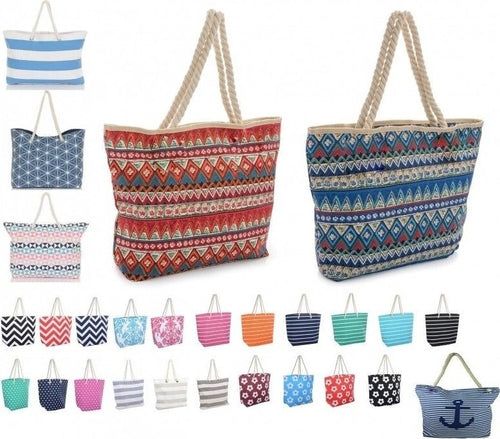 Borsa Da Spiaggia 47x32cm Casual Manici Tela Retro' Vintage Azteco Righe Scuola Moda/Valigie borse e accessori da viaggio/Valigie e set da viaggio/Tote da viaggio Trade Shop italia - Napoli, Commerciovirtuoso.it