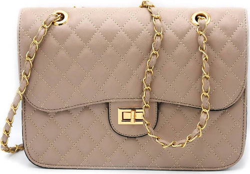 Borsa Donna a Spalla Borsetta Trapuntata Dimensione Media in Ecopelle Con Pattina Frontale E Chiusura a Lucchetto Borsa Fashion Con Catena Dorata E Interno in Tessuto 22x29x9 Cm Moda/Donna/Borse/Borse a spalla Leclaf - Napoli, Commerciovirtuoso.it