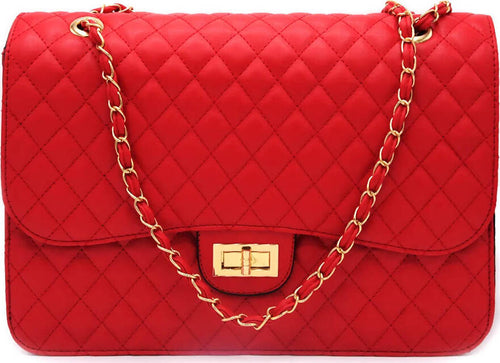 Borsa Donna a Spalla Trapuntata Grande Borsa Fashion in Ecopelle Con Tracolla Dorata E Pattina Frontale Chiusura a Lucchetto Interno in Tessuto 25x35x12 Cm Moda/Donna/Borse/Borse a spalla Leclaf - Napoli, Commerciovirtuoso.it