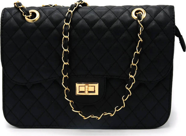 Borsa Donna a Spalla Trapuntata Grande Borsa Fashion in Ecopelle Con Tracolla Dorata E Pattina Frontale Chiusura a Lucchetto Interno in Tessuto 25x35x12 Cm Moda/Donna/Borse/Borse a spalla Leclaf - Napoli, Commerciovirtuoso.it
