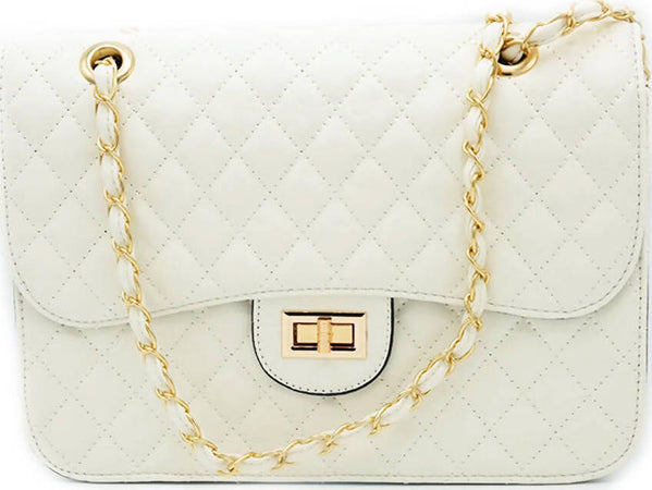 Borsa Donna a Spalla Trapuntata Grande Borsa Fashion in Ecopelle Con Tracolla Dorata E Pattina Frontale Chiusura a Lucchetto Interno in Tessuto 25x35x12 Cm Moda/Donna/Borse/Borse a spalla Leclaf - Napoli, Commerciovirtuoso.it