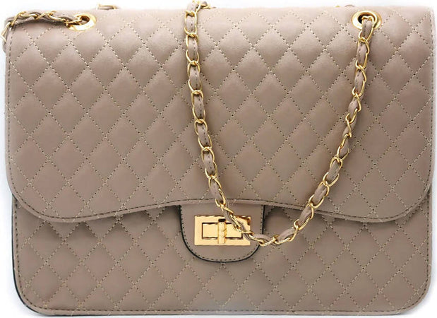 Borsa Donna a Spalla Trapuntata Grande Borsa Fashion in Ecopelle Con Tracolla Dorata E Pattina Frontale Chiusura a Lucchetto Interno in Tessuto 25x35x12 Cm Moda/Donna/Borse/Borse a spalla Leclaf - Napoli, Commerciovirtuoso.it