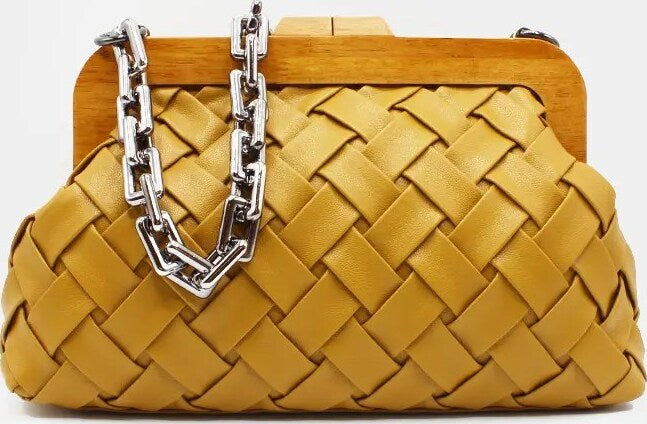 Borsa Intrecciata Weave Da Donna Borsetta Fashion Con Manico in Catena Moda/Donna/Borse/Borse a spalla Leclaf - Napoli, Commerciovirtuoso.it