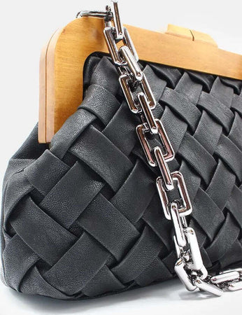 Borsa Intrecciata Weave Da Donna Borsetta Fashion Con Manico in Catena Moda/Donna/Borse/Borse a spalla Leclaf - Napoli, Commerciovirtuoso.it