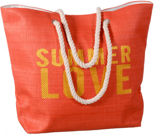 Borsa Mare Spiaggia Con Manici In Corda Summer Love 50 X 38 X 17 Cm Rossa