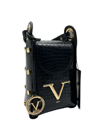 Borsa Donna V Versace Italia Leather Bag Lux Black