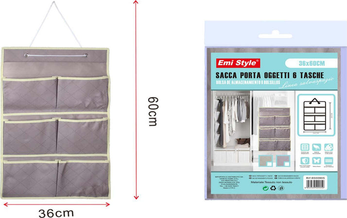 Borsa-Portaoggetti-da-Parete-Sacca-Portatutto-Da-Appendere-6-Tasche-36X60cm