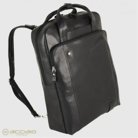 BORSA ZAINO PELLE 2MM FABIANA ACCIAIO - Nero / Taglia Unica - Zaino