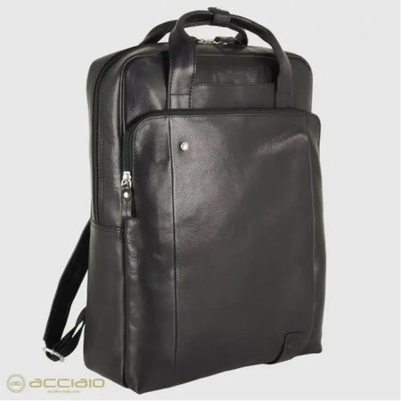 BORSA ZAINO PELLE 2MM FABIANA ACCIAIO - Nero / Taglia Unica - Zaino