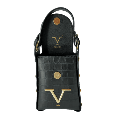 Borsa Donna V Versace Italia in Pelle Black - Luxury Leather Bag Elegante e Raffinata