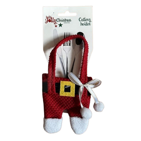 Porta posate vestito Babbo Natale per posate e bicchieri decorazione natalizia