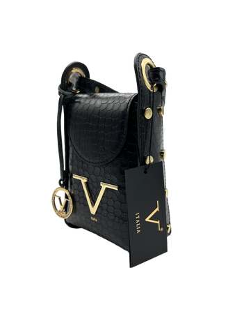 Borsa Donna V Versace Italia Leather Bag Lux Black
