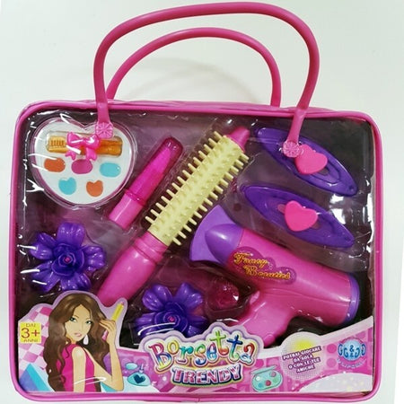Borsetta-Trendy-Beauty-Phon-Ferro-Spazzola-Mollette-Trucco-Finto-Gioco-Bambine