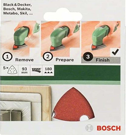 BOSCH---5-FOGLI-PER-LEVIGATRICE-DELTA-93MM-GRANA-180-6-FORI-VELCRO