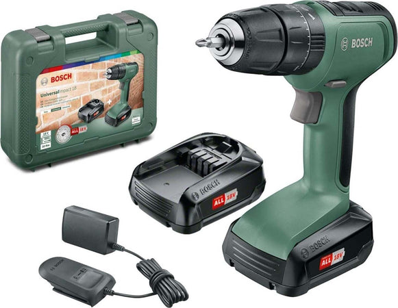 BOSCH---UNIVERSAL-IMPACT-18-TRAPANO-BATTENTE/AVVITATORE-18-V-A-2-VELOCITA'-2-BATTERIE