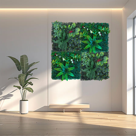 Pannelli Verde Verticale 50×50 cm Ultra-realistici e folti, per interno/esterno BOSCO MISTO - Eternal Parquet