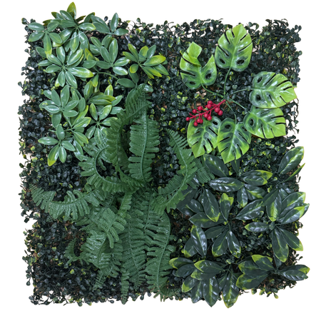 Pannelli Verde Verticale 50×50 cm Ultra-realistici e folti, per interno/esterno BOSCO MISTO - Eternal Parquet