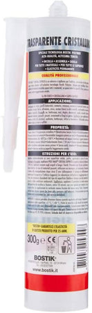 Bostik 3246020 Polimax Cartuccia GR.300, Colla Trasparente Tubo con applicatore Extra forte Trasparente Super Rapido