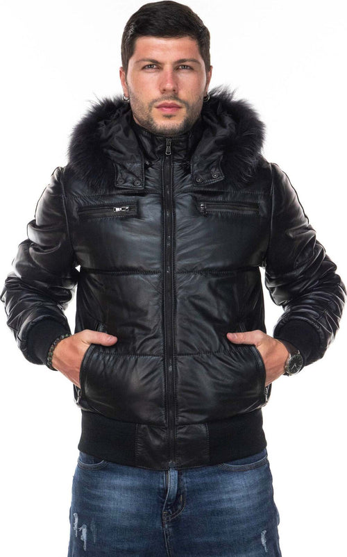 Boston---Piumino-Uomo-Nero-in-vera-pelle