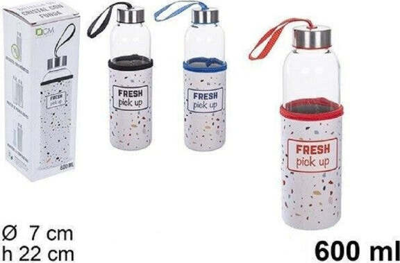 Bottiglia-Borraccia-Di-Vetro-600-Ml-Con-Copribottiglia-Colorato-22cm-Vari-Colori