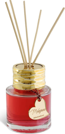 Bottiglia-diffusore-di-profumo-tonda-in-vetro-fragranza-con-bacchette-Made-in-Italy