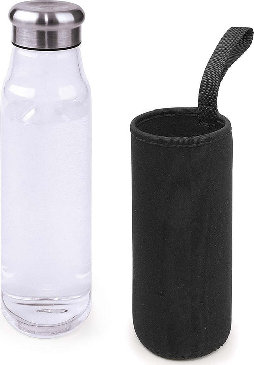 BOTTIGLIA IN VETRO CON CUSTODIA NERA 550 ML 6,5X6,5X24,5 CM Sport e tempo libero/Attività ricreative all'aperto/Camping e outdoor/Borracce e sistemi di idratazione/Borracce Scontolo.net - Potenza, Commerciovirtuoso.it