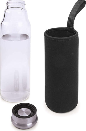 BOTTIGLIA IN VETRO CON CUSTODIA NERA 550 ML 6,5X6,5X24,5 CM Sport e tempo libero/Attività ricreative all'aperto/Camping e outdoor/Borracce e sistemi di idratazione/Borracce Scontolo.net - Potenza, Commerciovirtuoso.it