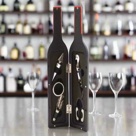 Set sommelier Bottiglia di vino in vetro con 5 accessori