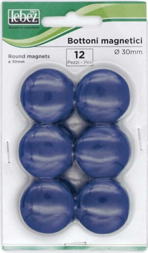Bottoni magnetici - blu - diametro 30 mm - Lebez - blister 12 pezzi Cancelleria e prodotti per ufficio/Archivio ufficio e accessori per scrivania/Nastri colle elastici e graffette/Puntine e ganci Eurocartuccia - Pavullo, Commerciovirtuoso.it