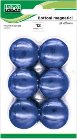 Bottoni magnetici - blu - diametro 40 mm - Lebez - blister 12 pezzi Cancelleria e prodotti per ufficio/Archivio ufficio e accessori per scrivania/Nastri colle elastici e graffette/Puntine e ganci Eurocartuccia - Pavullo, Commerciovirtuoso.it