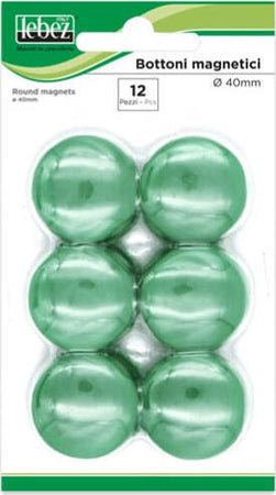 Bottoni magnetici - verde - diametro 40 mm - Lebez - blister 12 pezzi Cancelleria e prodotti per ufficio/Archivio ufficio e accessori per scrivania/Nastri colle elastici e graffette/Puntine e ganci Eurocartuccia - Pavullo, Commerciovirtuoso.it