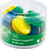 Bottoni magnetici tondi - diametro 30 mm - colori assortiti - Lebez - barattolo da 20 pezzi Cancelleria e prodotti per ufficio/Archivio ufficio e accessori per scrivania/Nastri colle elastici e graffette/Puntine e ganci Eurocartuccia - Pavullo, Commerciovirtuoso.it