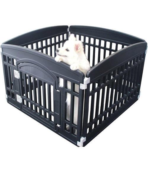 Box A 4 Pannelli Con Porta Recinto Per Cani Gatti Animali Taglia Media Piccola